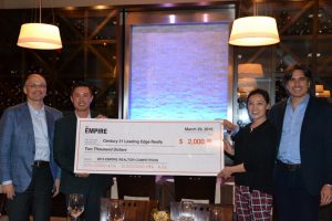 Good Luk Team members Shirley CHau and Louie Luk receiving empire realtor award